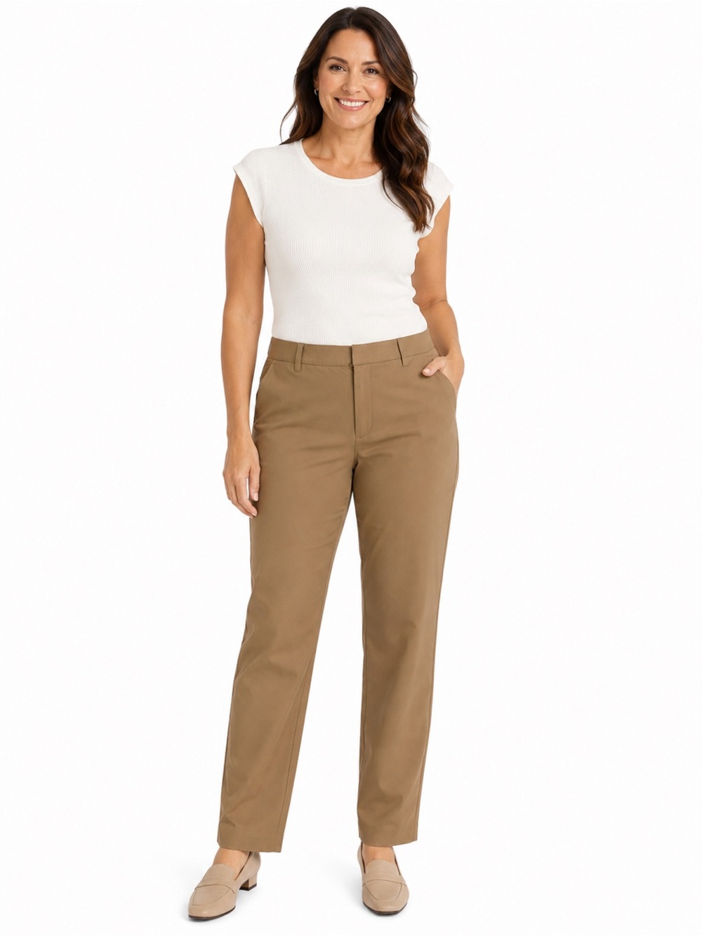 The Studio by torrid Women's Straight Leg Trousers in Tan 14R